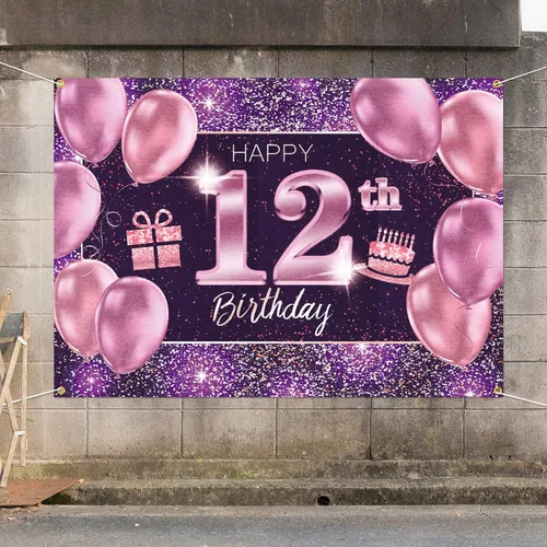 Miniatura 7 de pancarta grande rosa con texto en inglés “Happy Birthday