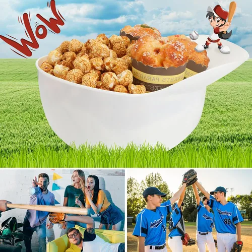 Miniatura 6 de Tanlade Casco de béisbol de plástico grande de 72 onzas, cuencos de béisbol, cuencos para aperitivos, helado, postre para trabajadores de Blanco