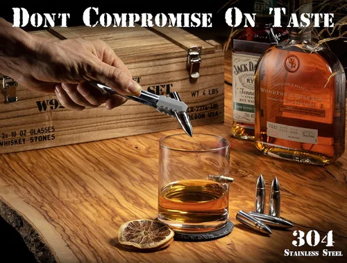 Miniatura 5 de Mixology & Craft Juego de piedras de whisky con vasos y balas de acero, regalo para hombres