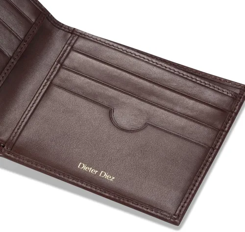 Miniatura 54 de HISCOW Billeteras plegables de cuero de grano completo para hombres, billetera minimalista delgada para hombre, regalos para papá, cumpleaños, día