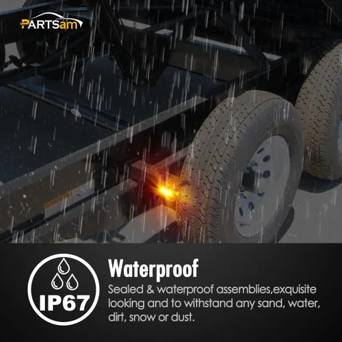 Miniatura 5 de Partsam 4 luces de marcador lateral ámbar para remolque RV con reflector reflejo, luces LED rectangulares de 2-4/5 pulgadas para remolque