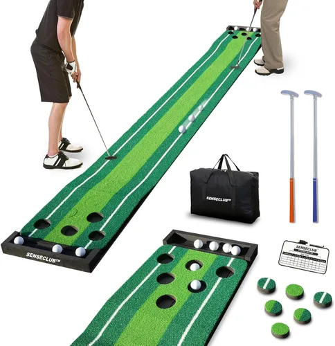Miniatura 12 de SENSECLUB Verde de Golf Interior Plegable, Juego de Alfombra de Golf, Regalos de Golf para Hombres con Sistema de Recolección de Bolas