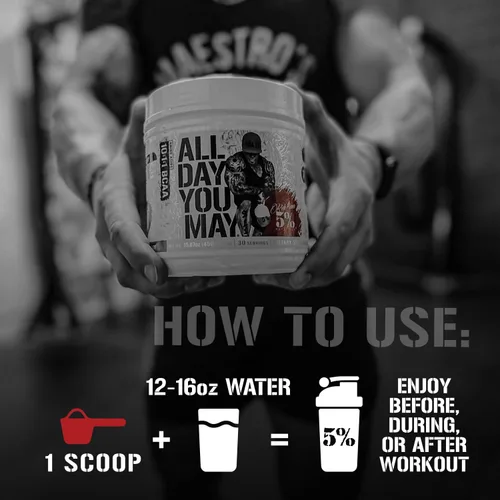 Miniatura 5 de 5% Nutrition Rich Piana AllDayYouMay BCAA Powder Aminoácidos prémium para intra y después del entrenamiento, EAA, electrolitos Hidratación