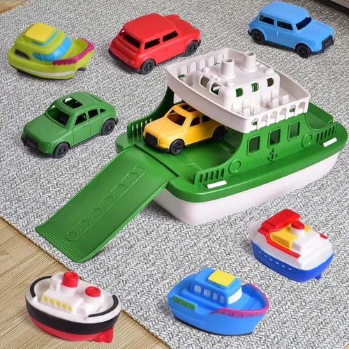 Miniatura 7 de Ferry Boat - Juguete de baño con mini coches, juego de agua flotante con chorros de barco para niños de 1 a 3 años y niños de 4 a 8 años