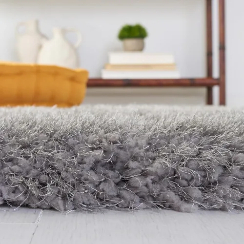 Miniatura 5 de SAFAVIEH Luxe Shag Collection - Alfombra de pasillo, 2 pies 3 pulgadas x 6 pies, color gris, glamour hecho a mano, 3.2 pulgadas de grosor, ideal