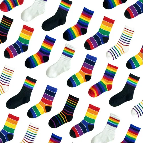 Miniatura 5 de EIAY Shop Calcetines de algodón con rayas arcoíris para niños y niñas grandes