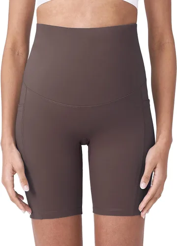 Miniatura 6 de POSHDIVAH - Pantalones cortos de yoga para embarazadas, cubren la barriga, pantalones deportivos cortos para correr, hacer ejercicio y el verano