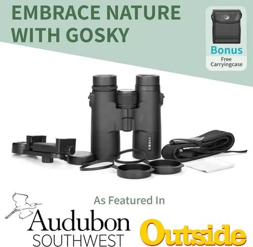 Miniatura 6 de Prismáticos Gosky 10x42 de Techo para Adultos, Prismáticos Profesionales HD para Observación de Aves, Viajes, Observación de Estrellas, Caza