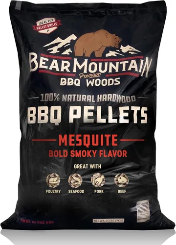 Bear Mountain - Pellets de madera natural para ahumador, parrilla y barbacoa, 20 libras, mezquite