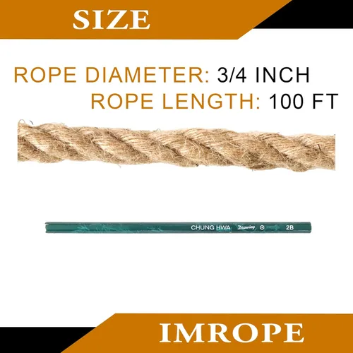 Miniatura 7 de Cuerda de yute IMROPE de 3/4 pulg, 100 pies, cuerda natural trenzada de 4 hebras para manualidades, jardín, decoración del hogar, hamaca Yute natural