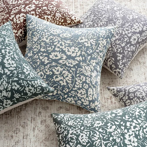 Miniatura 3 de MIULEE Fundas de almohada florales 18x18, juego de 2 fundas de almohada decorativas modernas de lino, fundas de almohada neutras de estilo granja