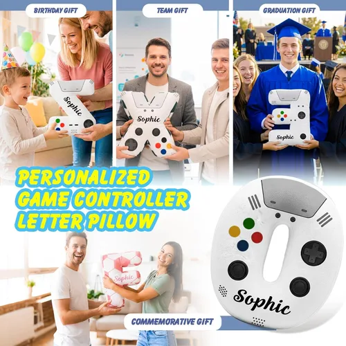 Miniatura 5 de Almohada personalizada con letras del alfabeto con control personalizado, nombre personalizado e inicial, cojín decorativo de felpa suave