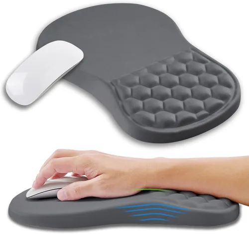 Miniatura 16 de Alfombrilla ergonómica para mouse con soporte de muñeca con espuma viscoelástica, almohadilla de masaje para aliviar el dolor del túnel carpiano