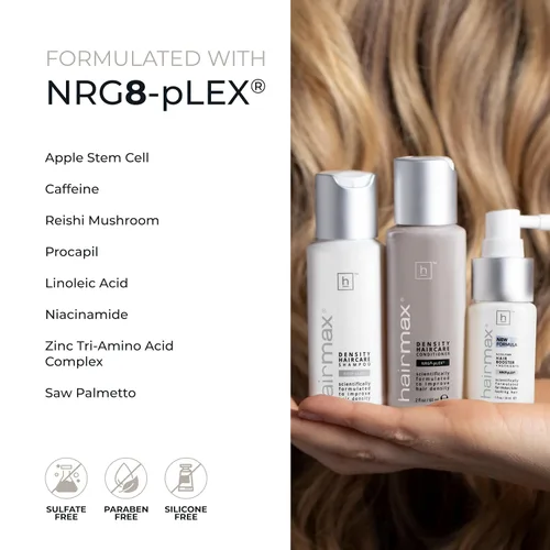 Miniatura 5 de Hairmax Set de cuidado del cabello de densidad – para cabello fino – Champú vigorizante, acondicionador y refuerzo del cabello – para hombres