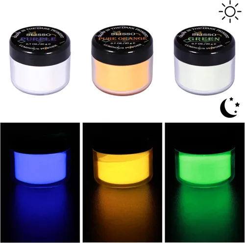 Miniatura 4 de Pigmento en polvo que brilla en la oscuridad con linterna, juego de tinte en polvo luminoso de 4.23 oz, 0.7 onzas cada uno, colores neutros y 6