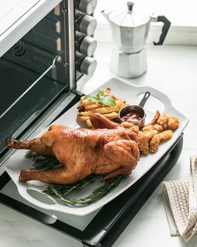 Miniatura 7 de LAUCHUH Plato para servir para fiesta, bandeja de servir de porcelana de 16 pulgadas con asas, platos de parrilla para papás, plato blanco