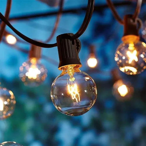 Miniatura 12 de Cadena de luces navideñas para exteriores de 25 pies, luces de patio globo G40 con 27 bombillas de vidrio transparente (2 de repuesto), luces
