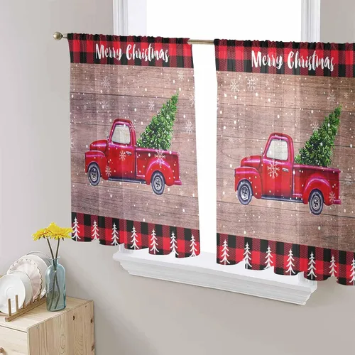 Miniatura 2 de Paneles de cortinas traslúcidas de gasa de 45 pulgadas de largo, cortinas semitransparentes con bolsillo para barra de camión, cortinas