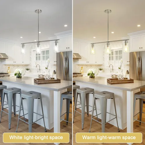 Miniatura 7 de Iluminación colgante de 3 luces de cristal transparente para isla de cocina, níquel cepillado, lámpara colgante de lámpara colgante de comedor