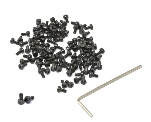 iexcell - Juego de 100 tornillos de cabeza hexagonal M2 x 4 mm, paso de rosca 0.4 mm, acero de aleación grado 12.9, con acabado de óxido negro