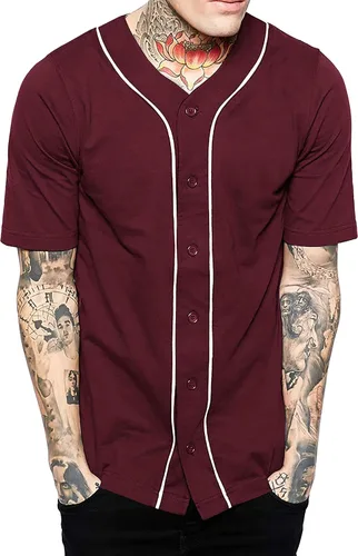 Miniatura 13 de Hat and Beyond camiseta de béisbol para hombre con botones hipster hip hop