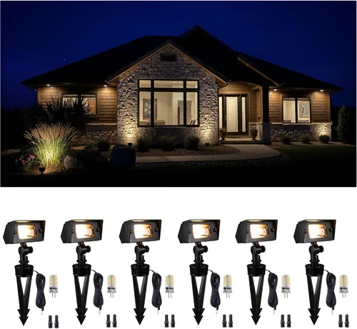Miniatura 42 de Gardenreet Luz de Inundación de Bajo Voltaje para Exteriores - Luz LED de Lavado de Pared de Latón Sólido 12V, Paisajística de Cableado Fijo