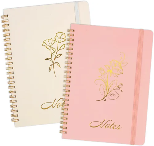 Miniatura 10 de Joyberg Cuaderno estético en espiral, 2 cuadernos bonitos, cuadernos de 8.3 x 6 pulgadas para mujeres, cuaderno en espiral A5 para oficina, escuela