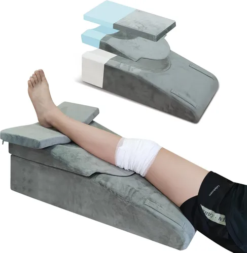 Almohada extensora de elevación de rodilla para recuperación después de la cirugía, almohada de espuma viscoelástica para piernas para cirugía de