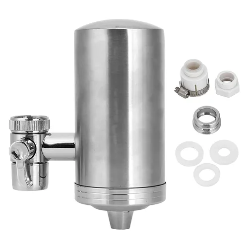 UF - Filtro de agua para grifo de acero inoxidable, doble salida para fregadero de cocina, purificador de grifo con filtración de 7 etapas, núcleo