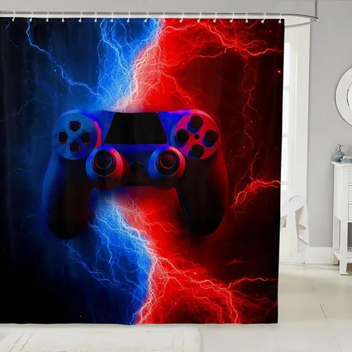 Miniatura 44 de Erosebridal Cortina de ducha de guitarra eléctrica 3D de 72 pulgadas de ancho x 78 pulgadas de largo, cortina de baño con llama, cortina de baño