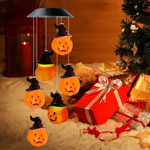 DOUBLEZHE Campanillas de viento solares para exteriores, regalos de luz de calabaza para mamá, abuela, mujeres, esposa, niñas, decoración solar