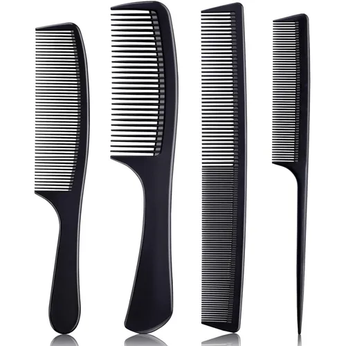 4 Piezas de Peines para Mujeres y Hombres, Juego de Peines Premium de Fibra de Carbono Negro para Hacer Bulto y Separar, Peines Profesionales para