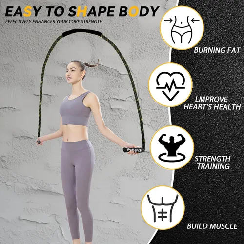 Miniatura 3 de Cuerda de saltar pesada de 5 libras para hombres y mujeres, cuerda de saltar pesada para adultos, cuerdas de saltar pesadas para entrenamiento