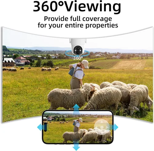 Miniatura 4 de Rraycom Cámara de seguridad celular 4G LTE inalámbrica para exteriores, paquete de 2 cámaras sin WiFi con energía solar, vista en vivo 2K 360°