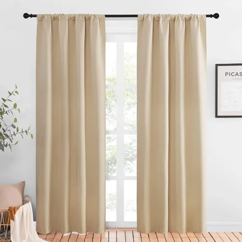 Miniatura 2 de NICETOWN 2 paneles de cortinas opacas de 42 x 84 pulgadas de largo con bolsillo para barra con 2 paneles de 42 x 16 pulgadas de largo, cenefas