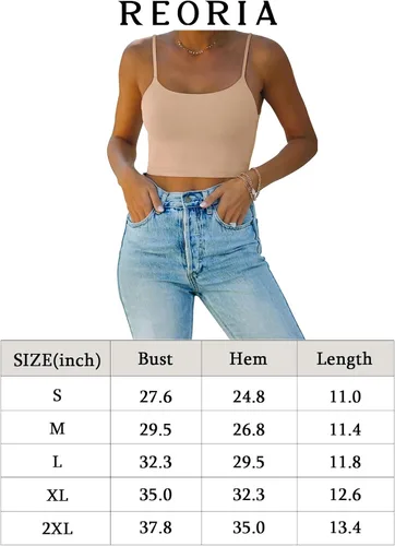 Miniatura 6 de REORIA Camiseta sin mangas sexy con tirantes delgados ajustables y doble forro sin costuras para yoga