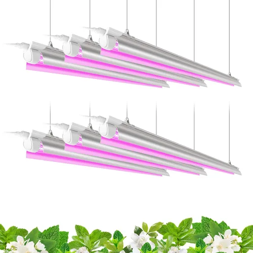 Miniatura 21 de Barrina Luz de cultivo de plantas T8 de 4 pies, 252 W (6 x 42 W, equivalente a 1400 W), espectro completo, lámpara de cultivo LED para cultivo
