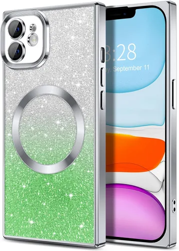 Miniatura 150 de Hython Funda para iPhone 13 Pro transparente con purpurina magnética [compatible con MagSafe] Protector completo de lente de cámara delgado
