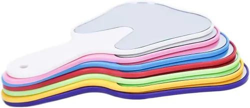 Miniatura 2 de Espejo de dientes con mango en forma de diente, herramienta de espejo dental, espejo de mano, espejo de maquillaje de vidrio de plástico, 6 uds
