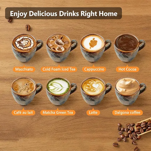 Miniatura 6 de CIRAGO Espumador de leche 4 en 1, vaporizador eléctrico automático de espuma fría y caliente y calentador de leche para latte, capuchinos