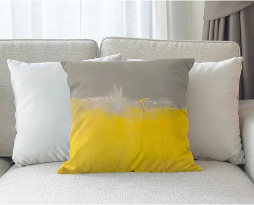 Miniatura 3 de Fundas de almohada de pintura artística, líneas abstractas amarillas y grises, fundas de almohada suaves, funda de cojín para sala de estar, cama