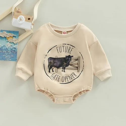 Miniatura 2 de Tiacham Ropa occidental para bebé y niña, sudadera de vaca, mameluco de manga larga, overol de gran tamaño, suéter infantil