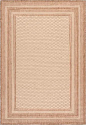 Miniatura 104 de SAFAVIEH Alfombra lavable al aire libre Courtyard Collection – 4' x 5'7", beige oscuro y beige, no desprende pelusa y fácil de limpiar, ideal