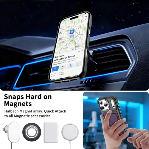 Miniatura 5 de Funda para i Phone 17 Pro Max, con función atril y protector de pantalla HD, compatible con accesorios MagSafe, funda magnética para iPhone 17 Pro