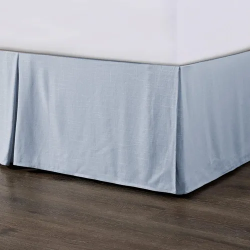 Miniatura 5 de HiEnd Accents Hera - Falda de cama de lino a medida, tamaño súper Queen, color liso rubor, romántica y elegante estilo costero tradicional