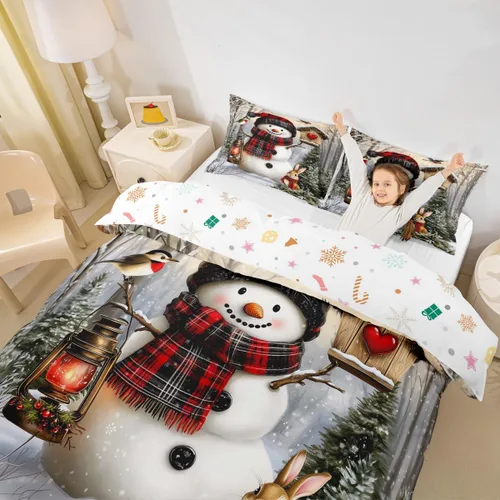 Miniatura 20 de Juego de funda de edredón para niños de Feliz Navidad, tamaño King, juego de ropa de cama de pingüinos de dibujos animados, animales árticos