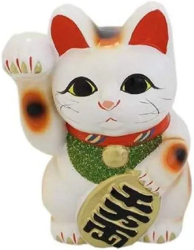Miniatura 2 de Hecho en Japón Lucky Cat 7.5'' Tokoname Porcelana Blanco Maneki Neko Mano Derecha