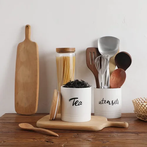 Miniatura 6 de LEETOYI Contenedores de almacenamiento de alimentos de porcelana con tapa, diseño de tamaño pequeño y ahorra espacio, 4.5 pulgadas, color blanco, té