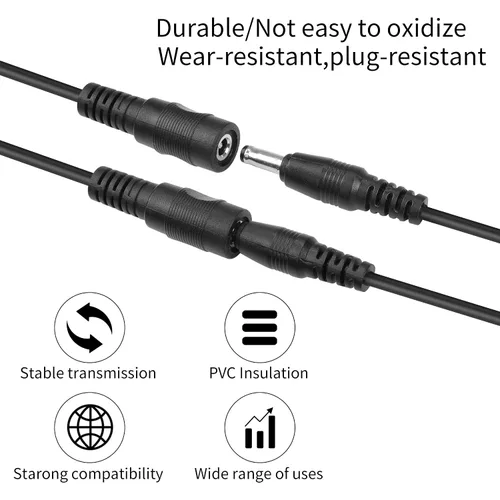 Miniatura 2 de YACSEJAO 2 cables divisor en Y de 12 V CC de 1 pie de CC de 0.138 in x 0.053 in, 1 cable adaptador macho a 2 hembras para cámara de seguridad CCTV