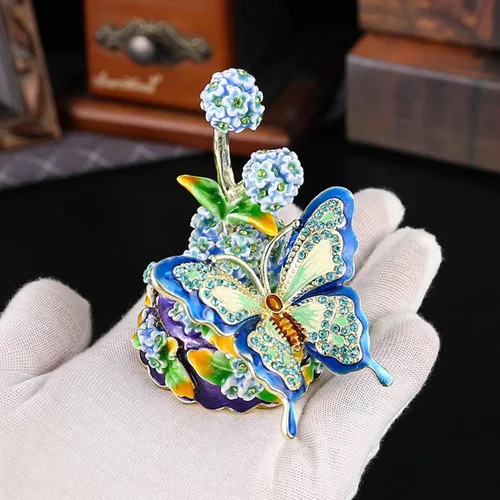 Miniatura 5 de Yosoo Exquisite Flower Enamel Jewelry Box, Zinc Alloy Decorative Jewelry Box Trinket Organizer for Rings Earrings